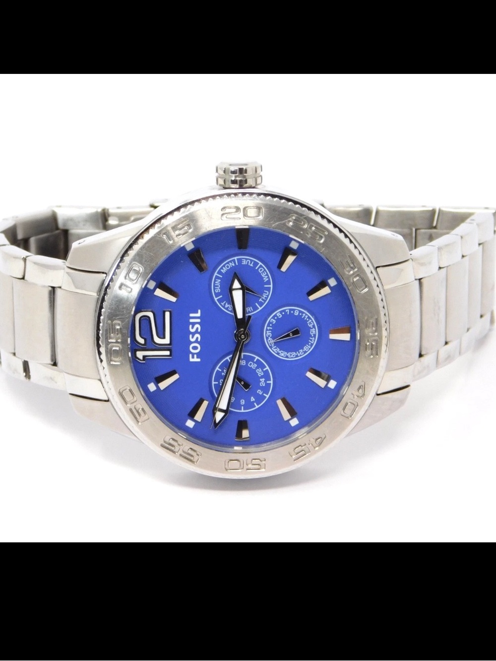 Fossil Men's Watch BQ1164 Blue Dial Stainless Steel 5 ATM Size 8" - Picture 3 of 10
